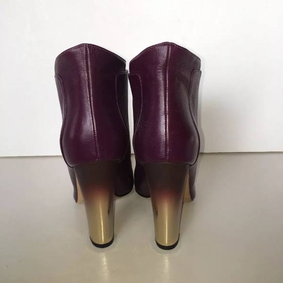 Oscar De La Renta Eggplant Booties Ombré Heel 37 - Picture 3 of 5